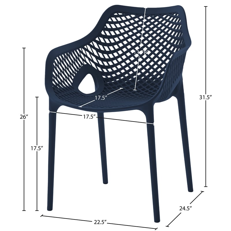 Meridian Furniture Mykonos Navy Outdoor Patio Dining Chair (Set of 4)