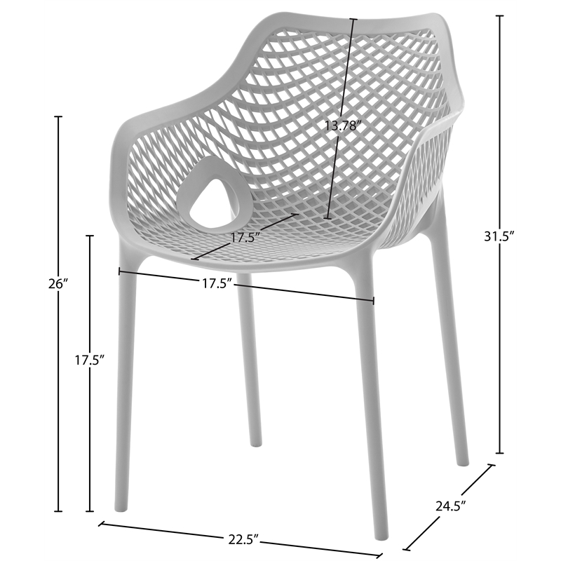 Meridian Furniture Mykonos Grey Outdoor Patio Dining Chair (Set of 4)