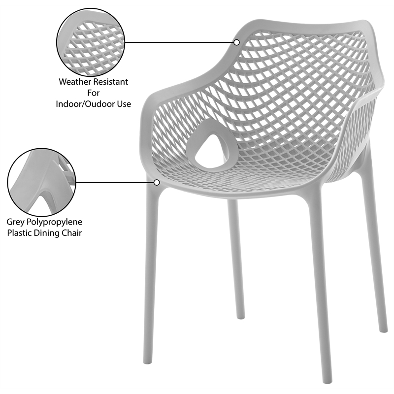 Meridian Furniture Mykonos Grey Outdoor Patio Dining Chair (Set of 4)