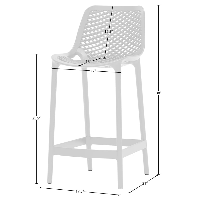 Meridian Furniture Mykonos White Outdoor Patio Stool (Set of 4)