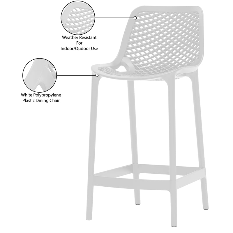 Meridian Furniture Mykonos White Outdoor Patio Stool (Set of 4)