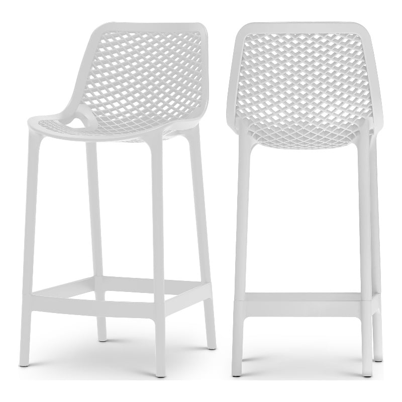 Meridian Furniture Mykonos White Outdoor Patio Stool (Set of 4)