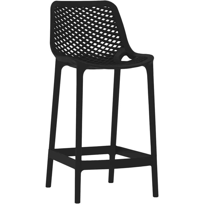 Meridian Furniture Mykonos Black Outdoor Patio Stool (Set of 4)