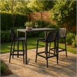Meridian Furniture Mykonos Black Outdoor Patio Stool (Set of 4)