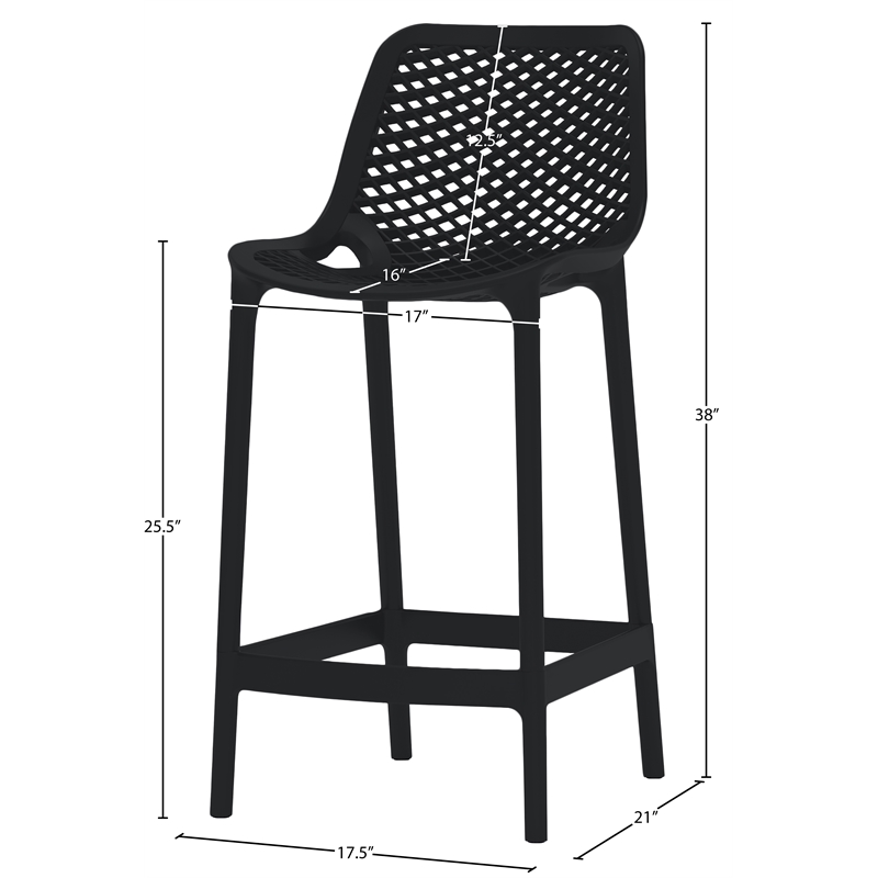 Meridian Furniture Mykonos Black Outdoor Patio Stool (Set of 4)