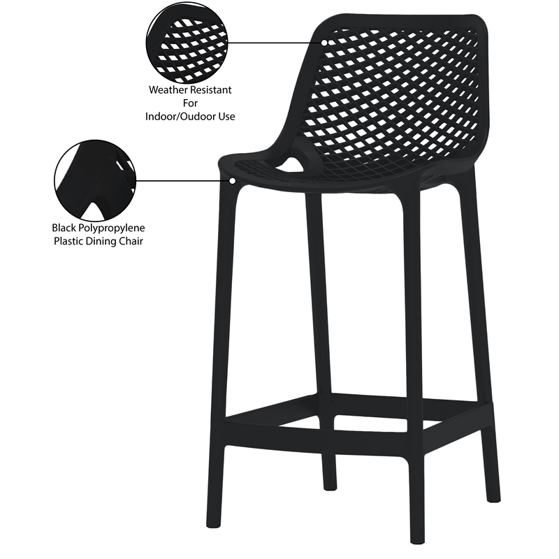 Meridian Furniture Mykonos Black Outdoor Patio Stool (Set of 4)