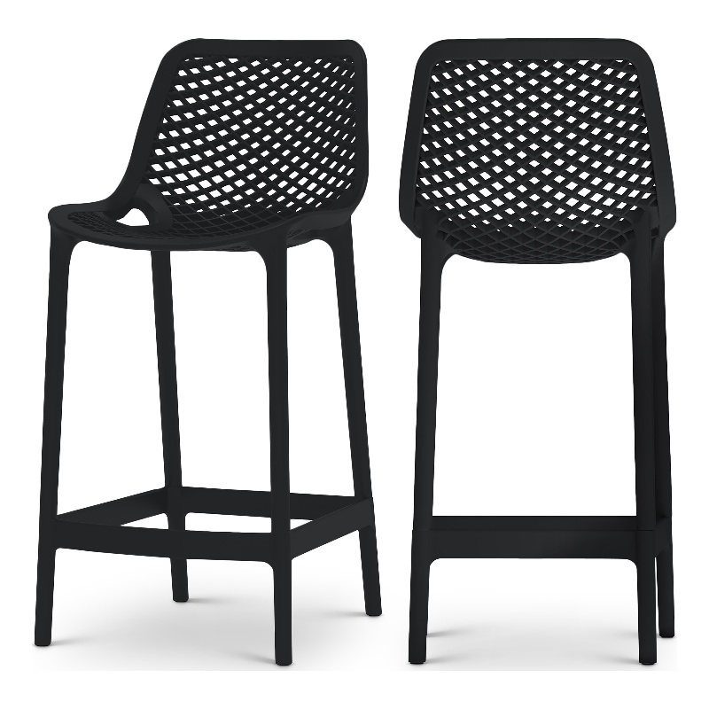 Meridian Furniture Mykonos Black Outdoor Patio Stool (Set of 4)