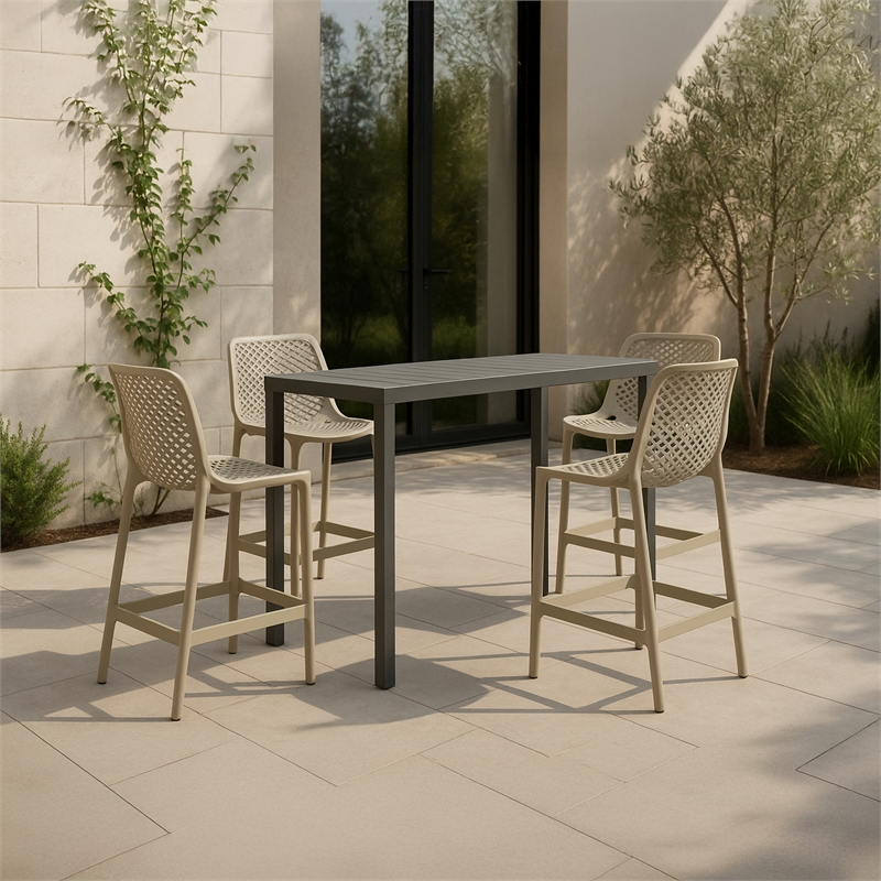 Meridian Furniture Mykonos Taupe Outdoor Patio Stool (Set of 4)