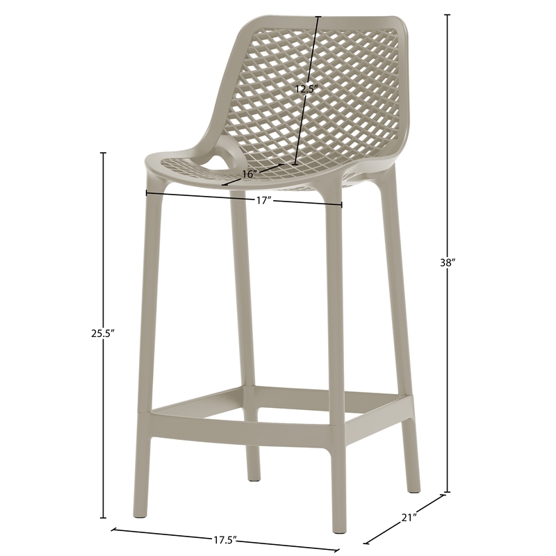 Meridian Furniture Mykonos Taupe Outdoor Patio Stool (Set of 4)