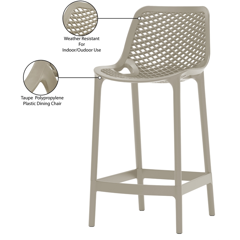 Meridian Furniture Mykonos Taupe Outdoor Patio Stool (Set of 4)