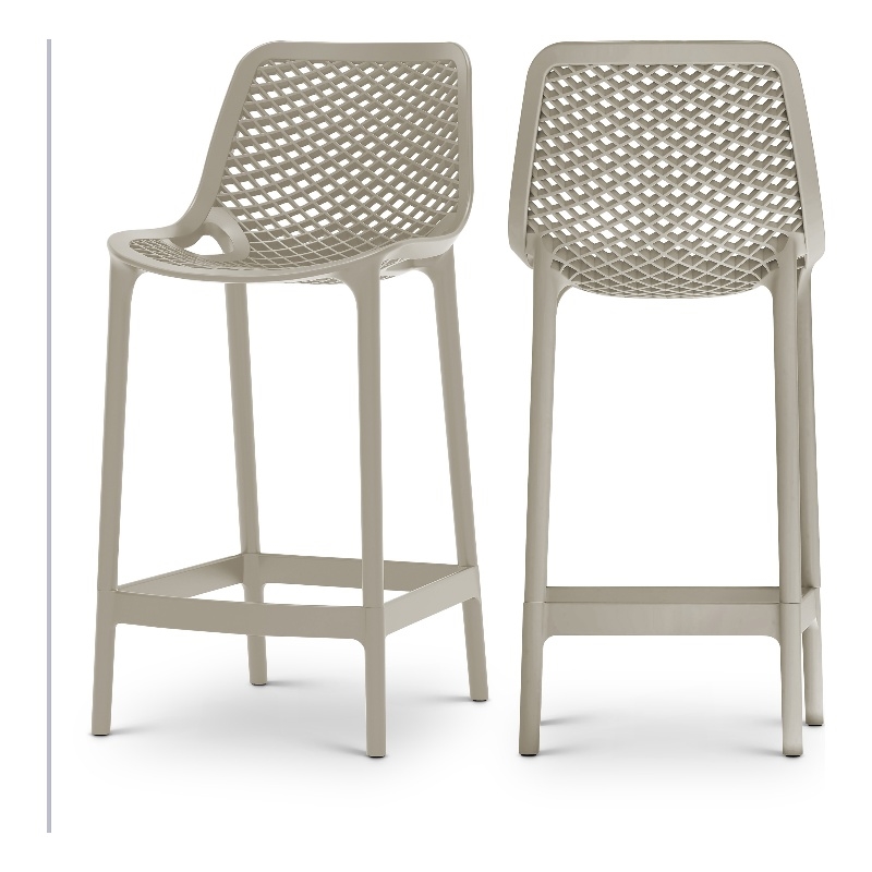 Meridian Furniture Mykonos Taupe Outdoor Patio Stool (Set of 4)