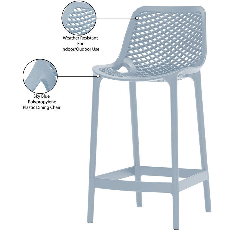 Meridian Furniture Mykonos Sky Blue Outdoor Patio Stool (Set of 4)