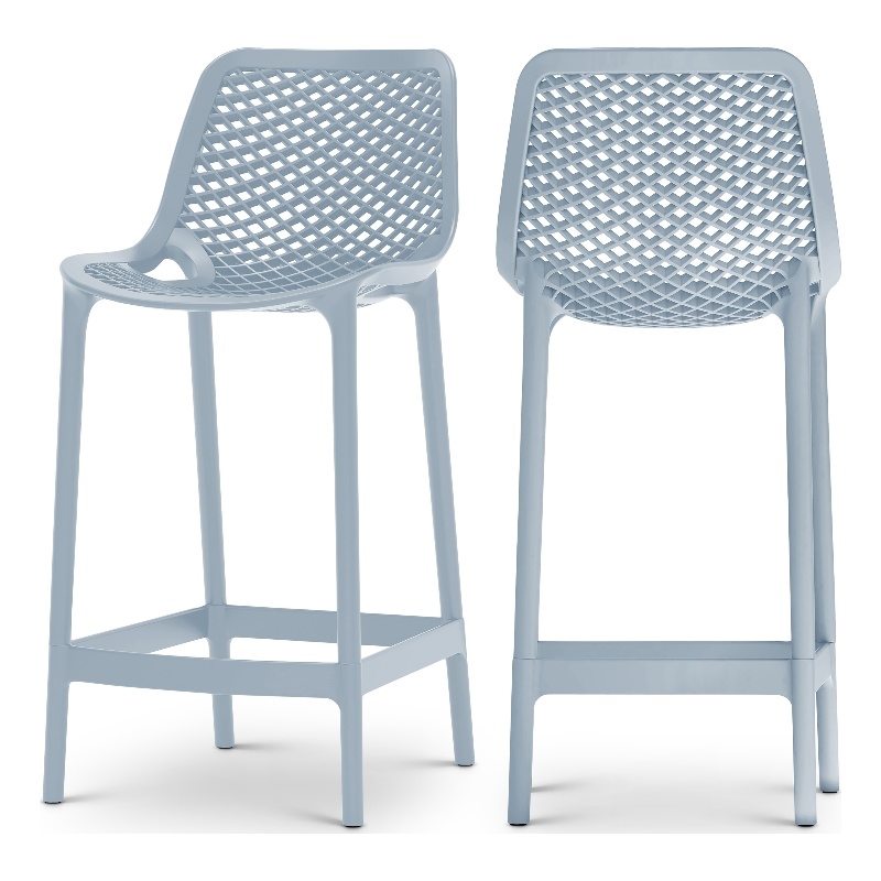 Meridian Furniture Mykonos Sky Blue Outdoor Patio Stool (Set of 4)