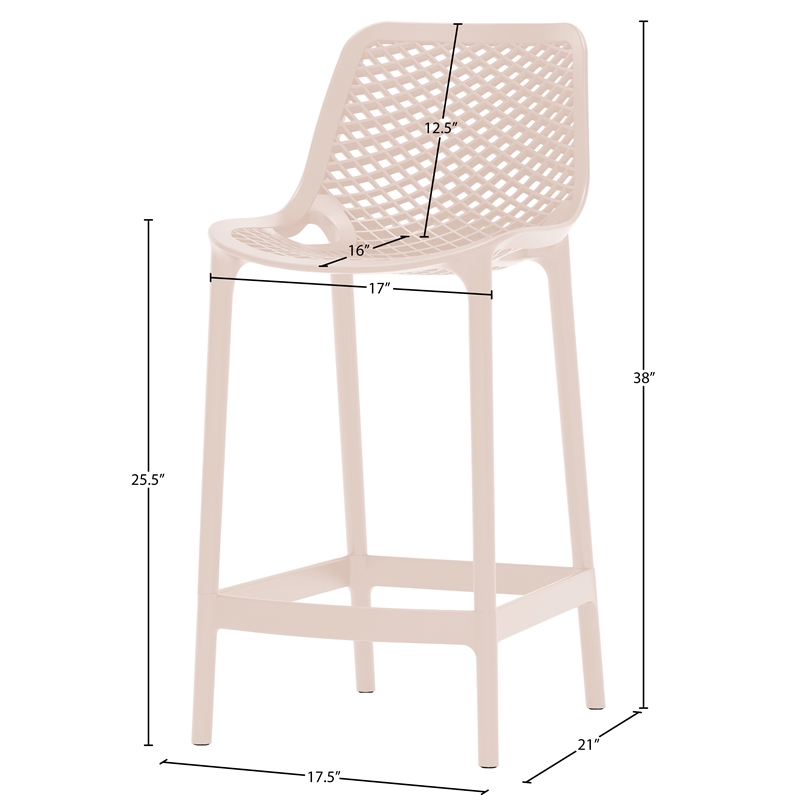 Meridian Furniture Mykonos Pink Outdoor Patio Stool (Set of 4)