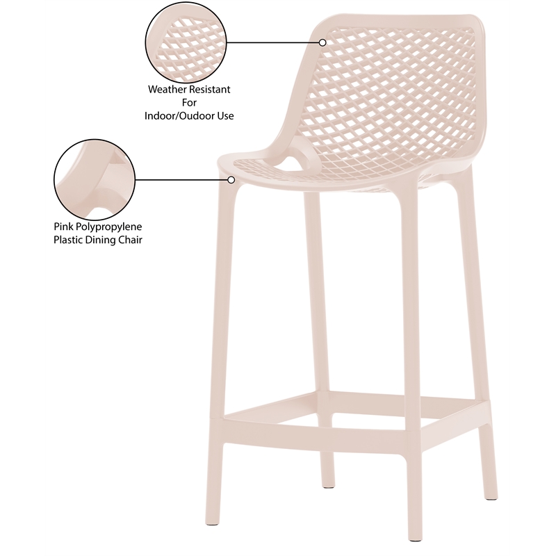 Meridian Furniture Mykonos Pink Outdoor Patio Stool (Set of 4)
