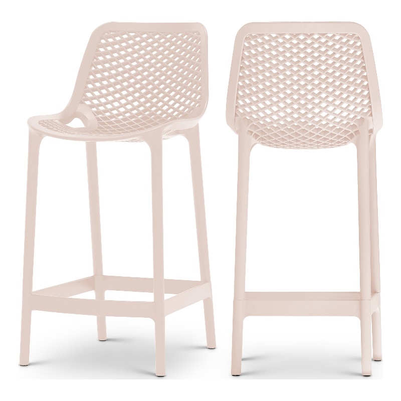Meridian Furniture Mykonos Pink Outdoor Patio Stool (Set of 4)