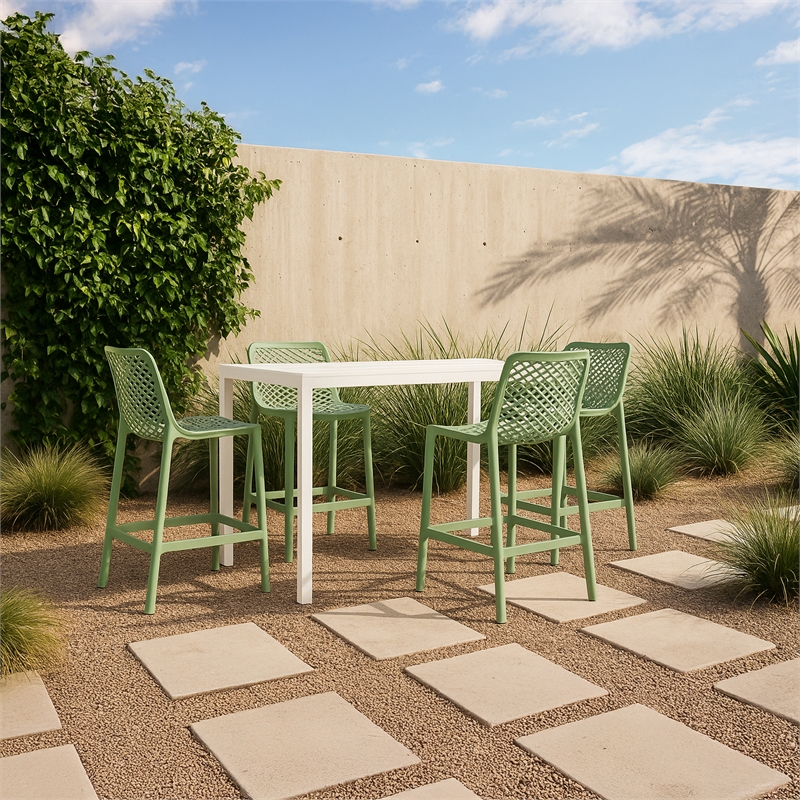 Meridian Furniture Mykonos Mint Outdoor Patio Stool (Set of 4)