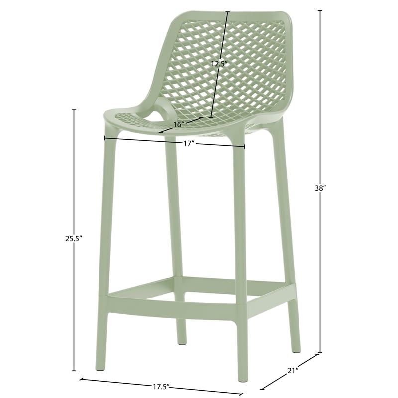 Meridian Furniture Mykonos Mint Outdoor Patio Stool (Set of 4)