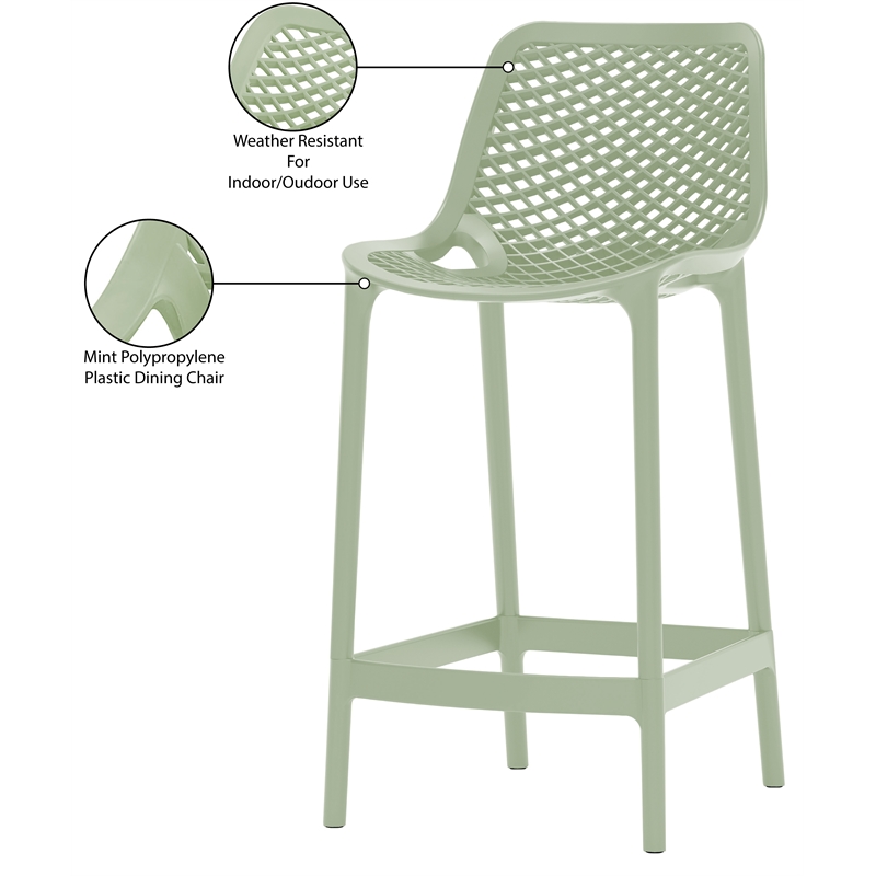 Meridian Furniture Mykonos Mint Outdoor Patio Stool (Set of 4)