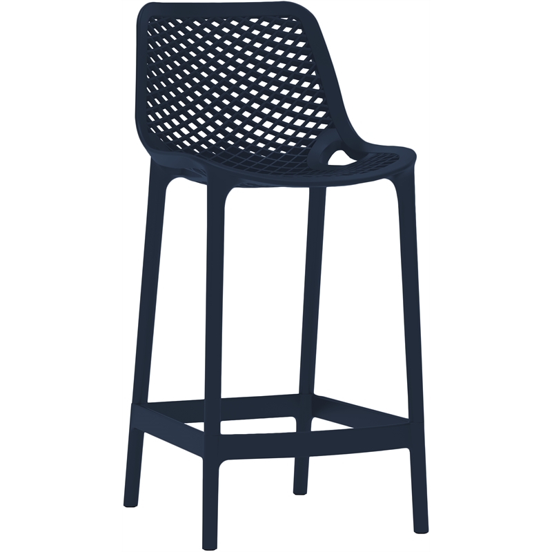 Meridian Furniture Mykonos Navy Outdoor Patio Stool (Set of 4)