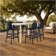 Meridian Furniture Mykonos Navy Outdoor Patio Stool (Set of 4)