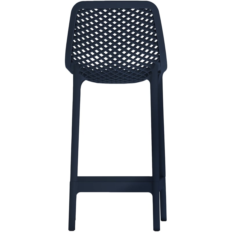 Meridian Furniture Mykonos Navy Outdoor Patio Stool (Set of 4)