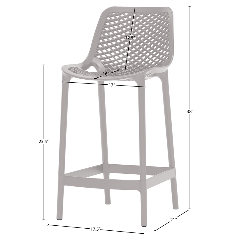 Meridian Furniture Mykonos Grey Outdoor Patio Stool (Set of 4)