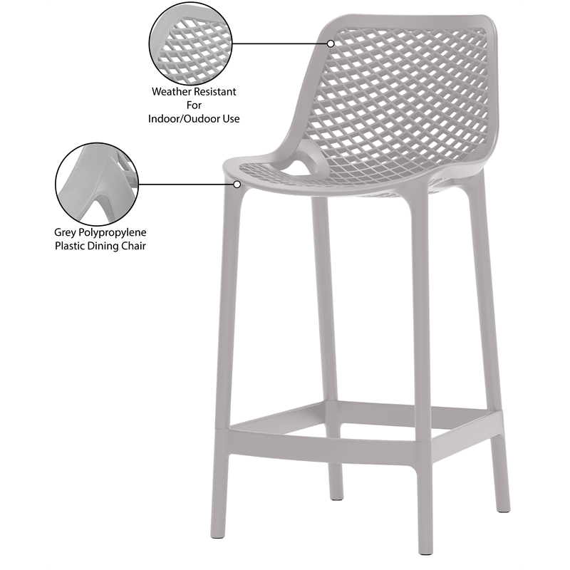 Meridian Furniture Mykonos Grey Outdoor Patio Stool (Set of 4)