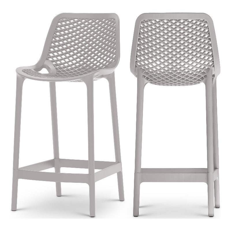 Meridian Furniture Mykonos Grey Outdoor Patio Stool (Set of 4)