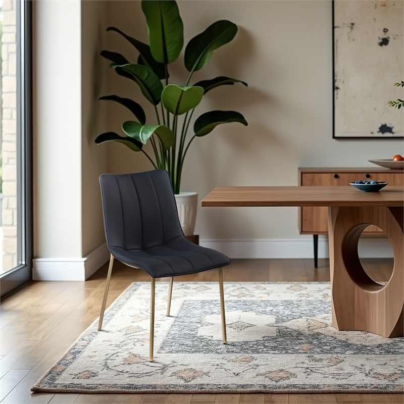 Meridian Furniture Isla Black Vegan Leather Dining Chair (Set of 2)
