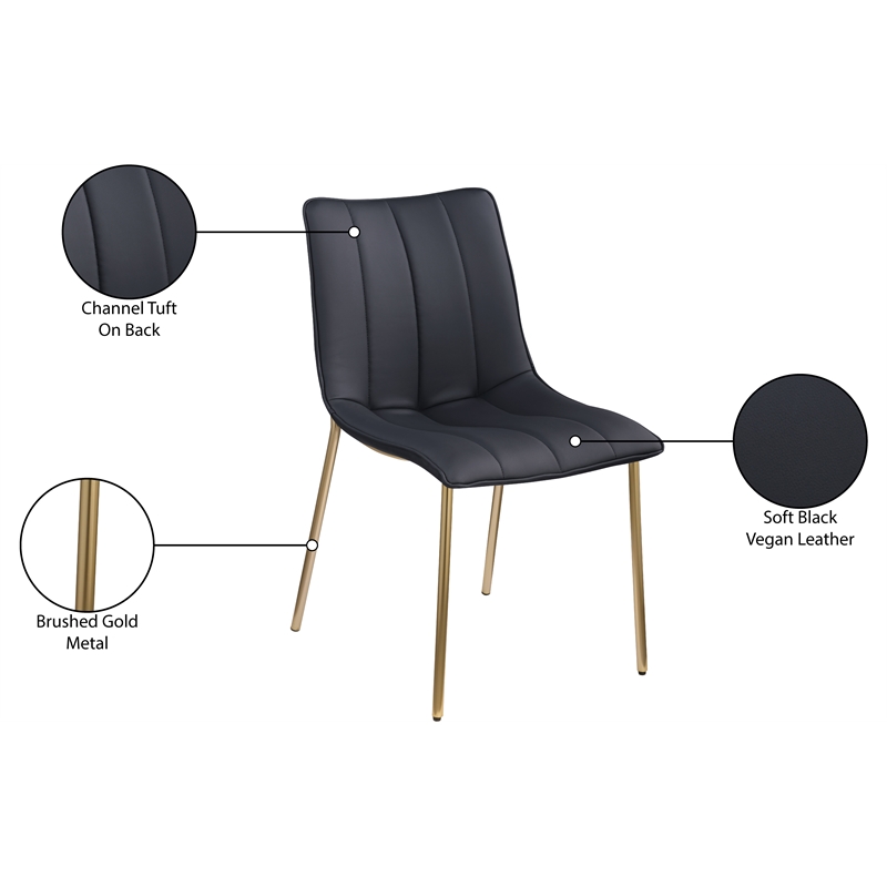Meridian Furniture Isla Black Vegan Leather Dining Chair (Set of 2)