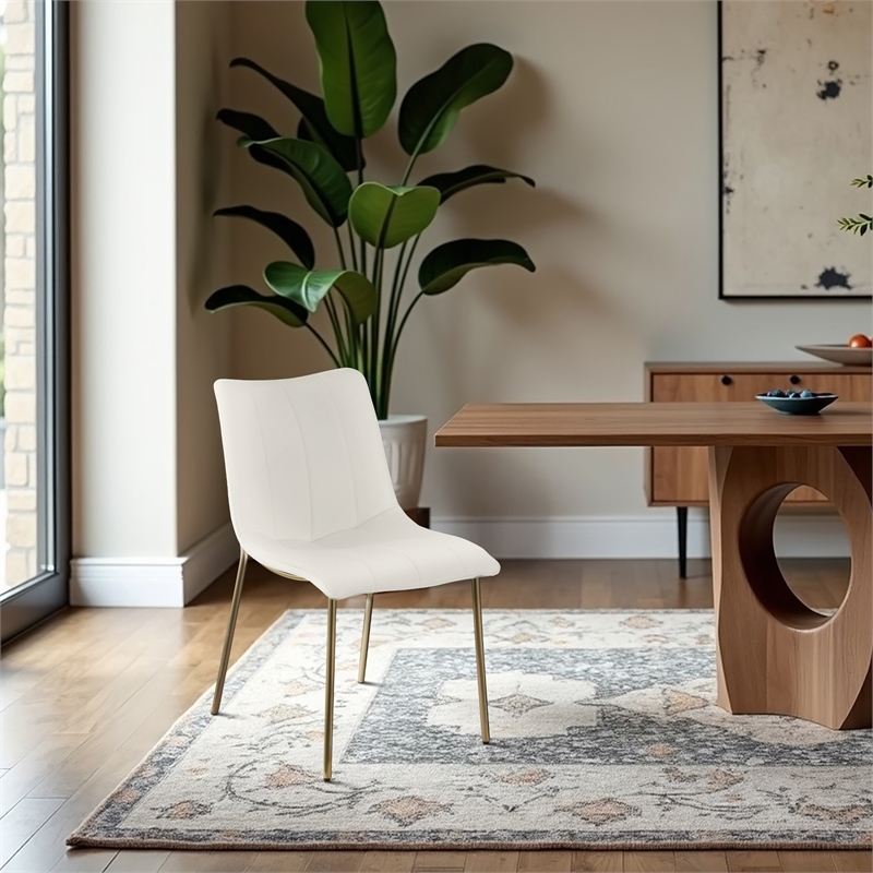 Meridian Furniture Isla Off White Vegan Leather Dining Chair (Set of 2)