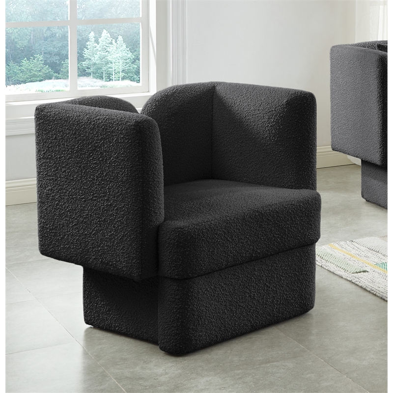 Meridian Furniture Marcel Boucle Fabric Upholstered Accent Chair in Rich Black
