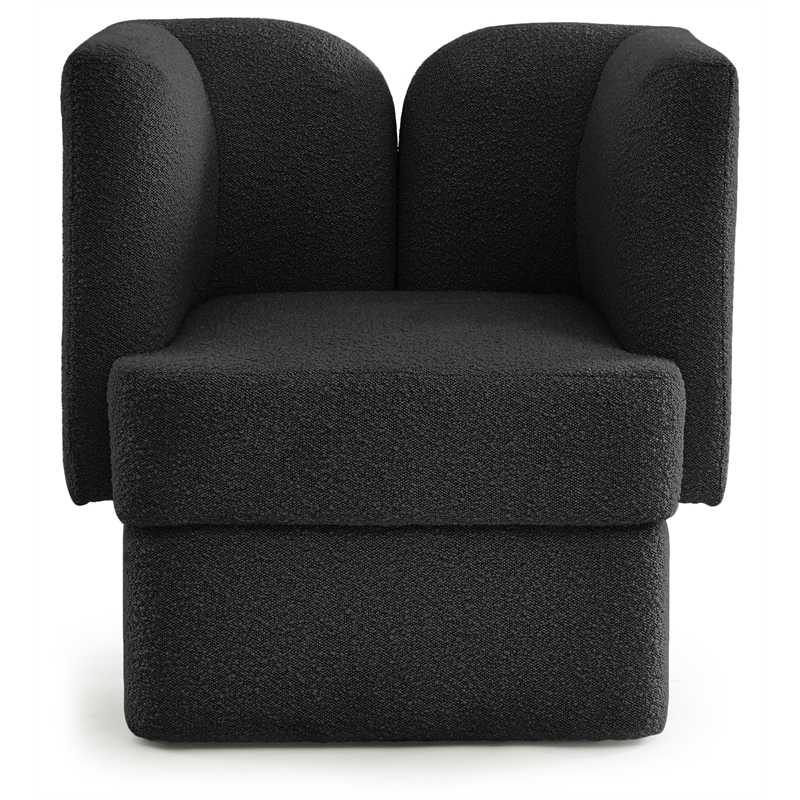 Meridian Furniture Marcel Boucle Fabric Upholstered Accent Chair in Rich Black