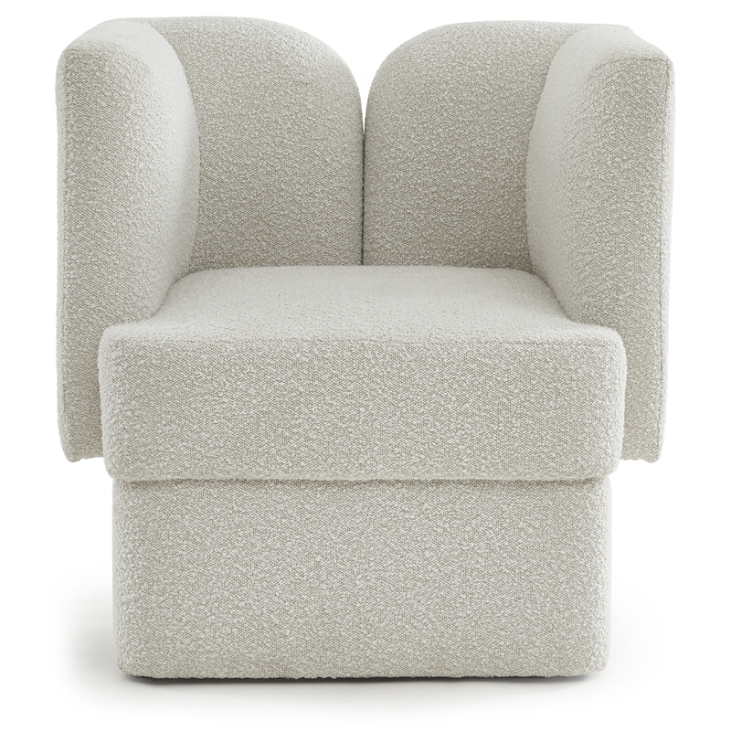 Meridian Furniture Marcel Boucle Fabric Upholstered Accent Chair in Rich Cream