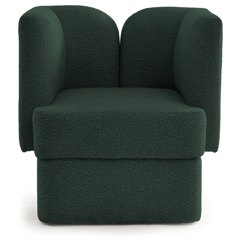 Meridian Furniture Marcel Boucle Fabric Upholstered Accent Chair in Rich Green