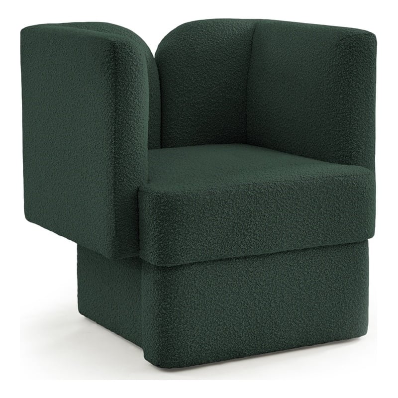 Meridian Furniture Marcel Boucle Fabric Upholstered Accent Chair in Rich Green