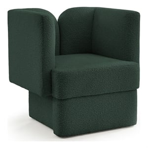 Meridian Furniture Marcel Boucle Fabric Upholstered Accent Chair in Rich Green