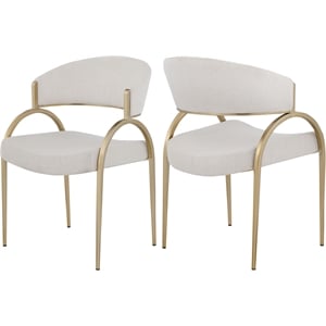 meridian furniture privet beige dining chair (set of 2)