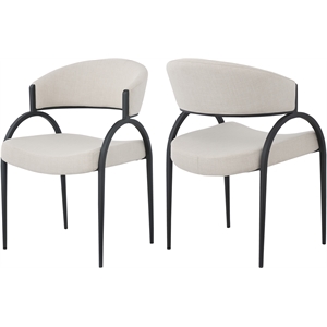 meridian furniture privet beige dining chair (set of 2)