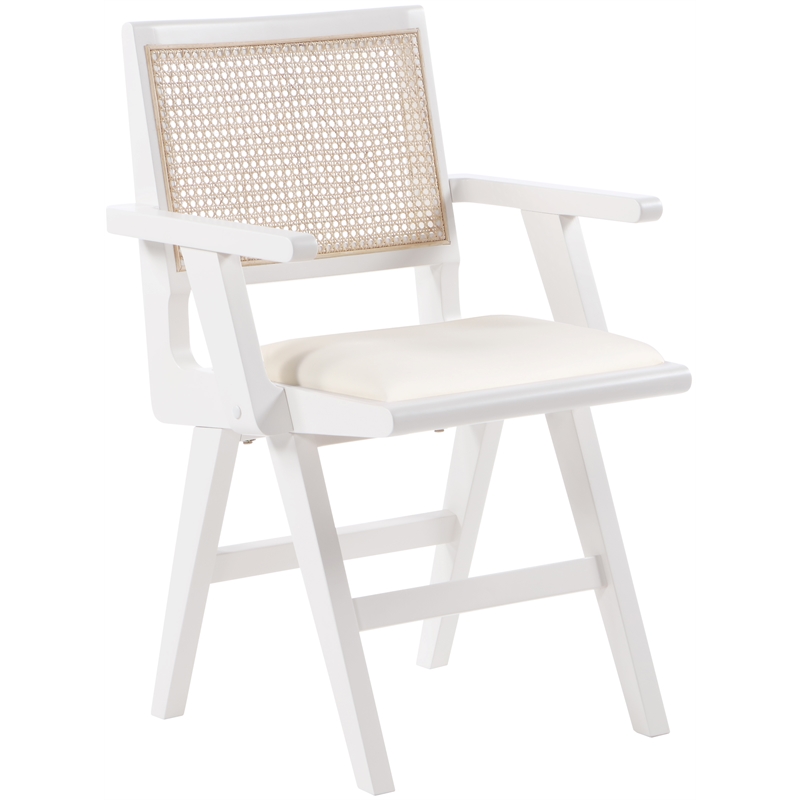 Meridian Furniture Abby White Vegan Leather Dining Arm Chair (Set of 2)