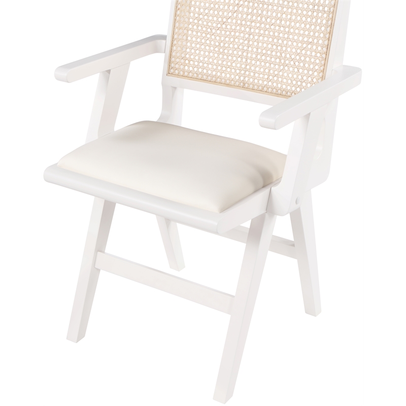 Meridian Furniture Abby White Vegan Leather Dining Arm Chair (Set of 2)