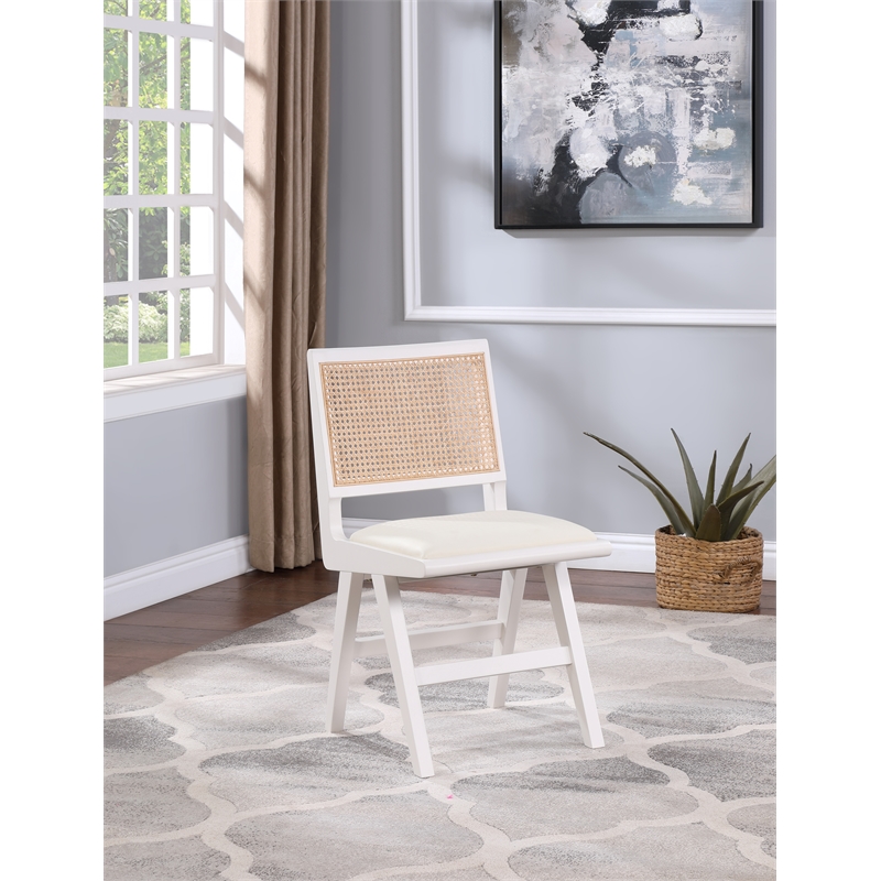 Meridian Furniture Abby White Vegan Leather Dining Side Chair (Set of 2)