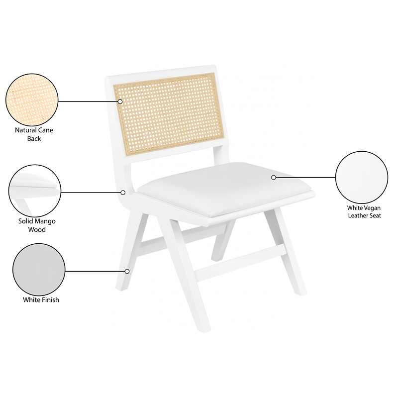 Meridian Furniture Abby White Vegan Leather Dining Side Chair (Set of 2)