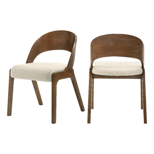 meridian furniture woodson beige linen-like polyester dining chair (set of 2)