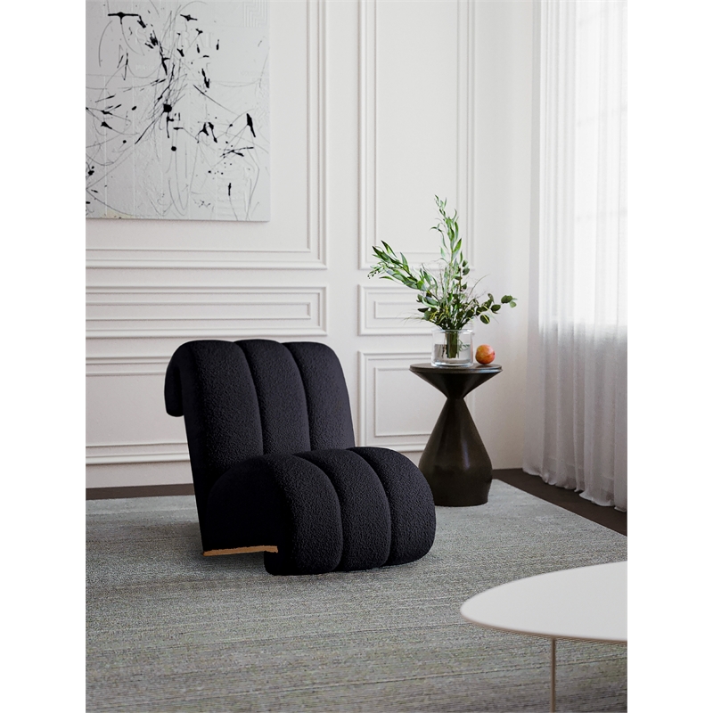 Meridian Furniture Swoon Black Faux Sheepskin Accent Chair