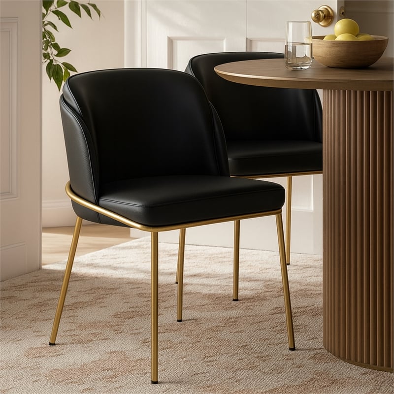 Meridian Furniture Jagger Black Vegan Leather Dining Chair (Set of 2)