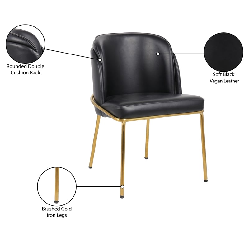 Meridian Furniture Jagger Black Vegan Leather Dining Chair (Set of 2)