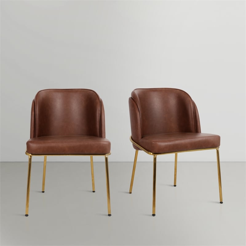 Meridian Furniture Jagger Brown Vegan Leather Dining Chair (Set of 2)