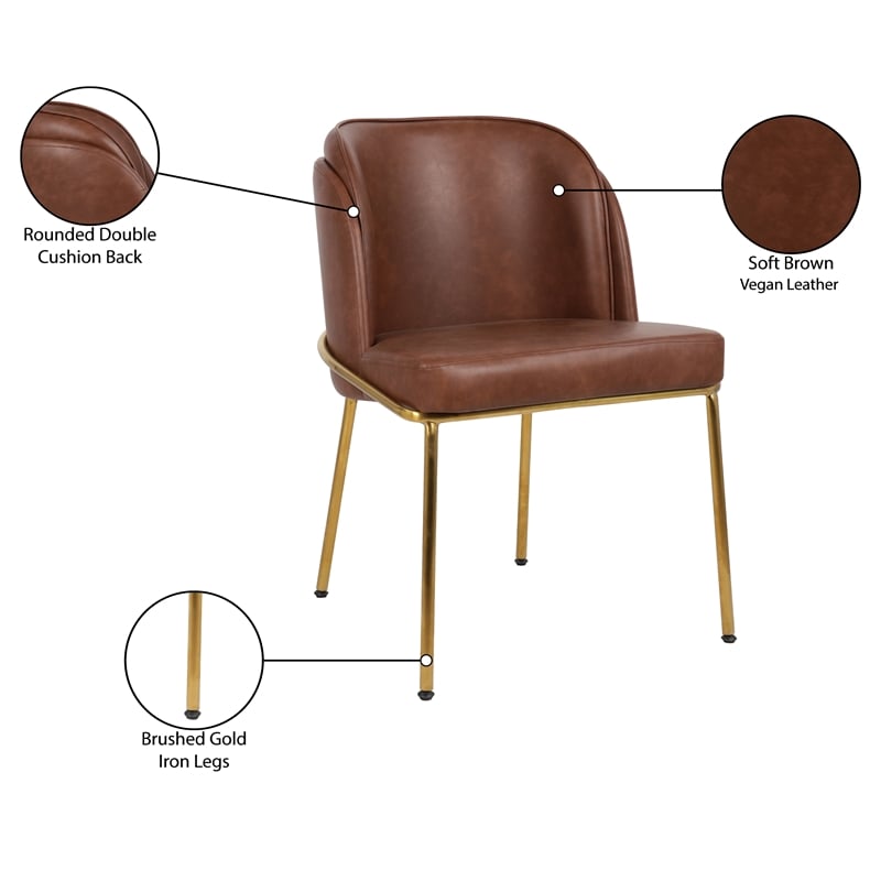 Meridian Furniture Jagger Brown Vegan Leather Dining Chair (Set of 2)